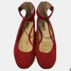 Louise et Cie Red Suede Ankle-Strap Flats